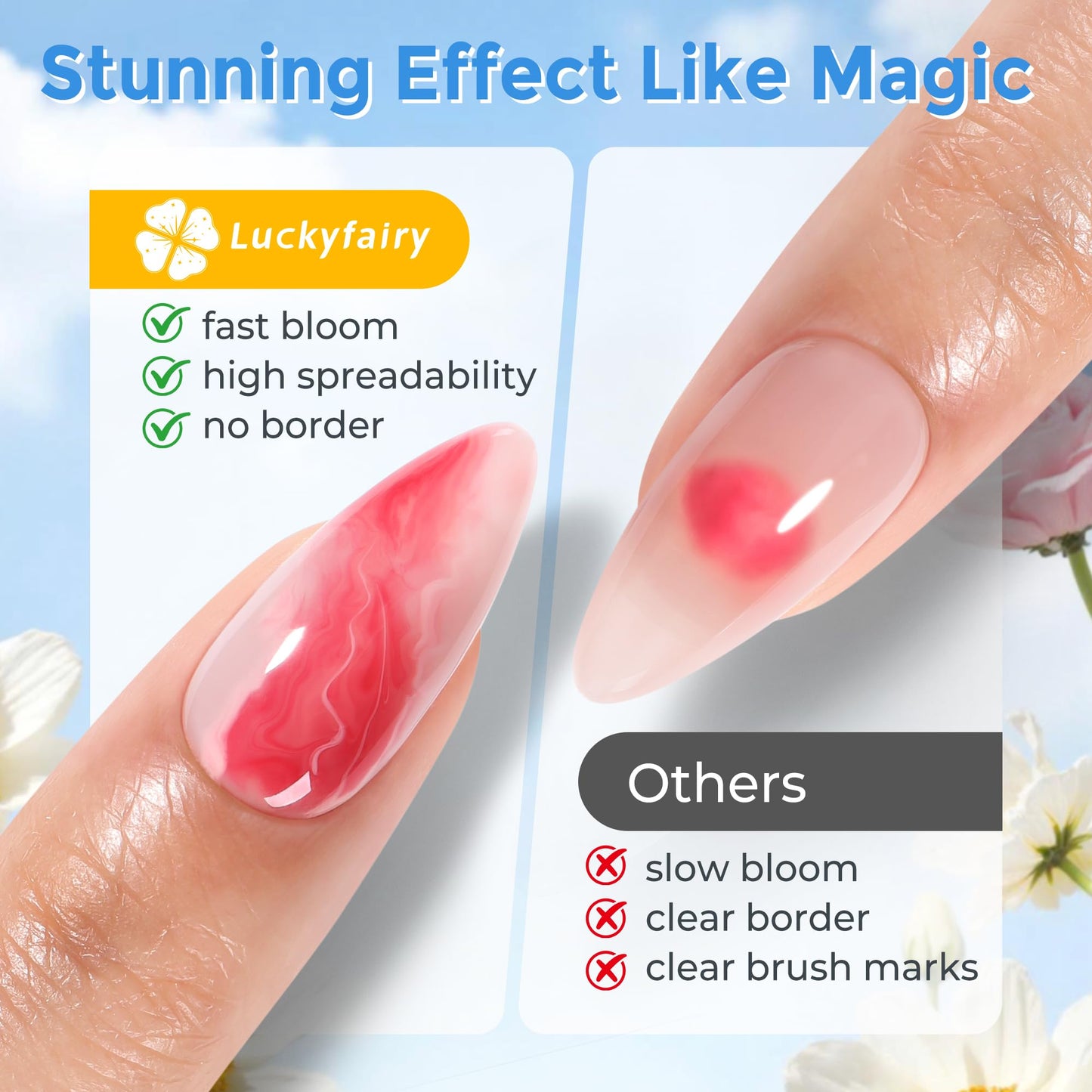 Applying color drops on Luckyfairy blooming gel base