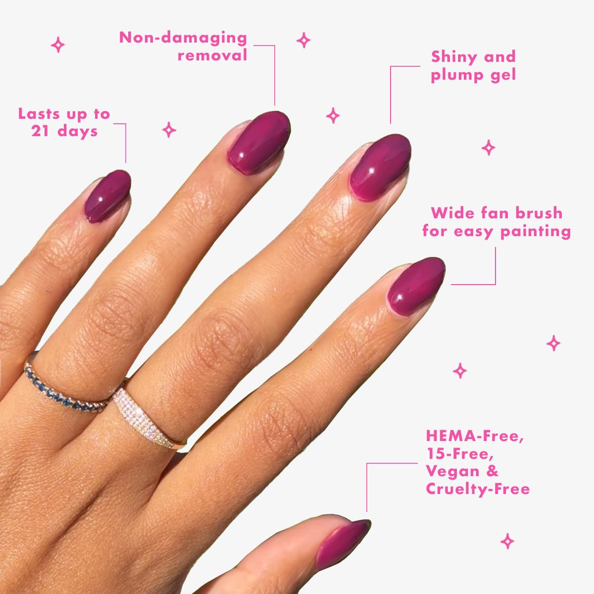 Close up of deep purple gel polish texture