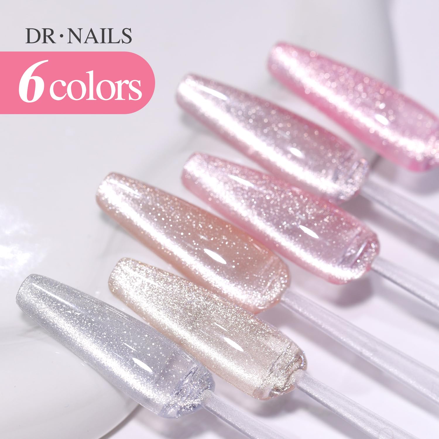 Double Rhythm cat eye gel polish holographic nail art display