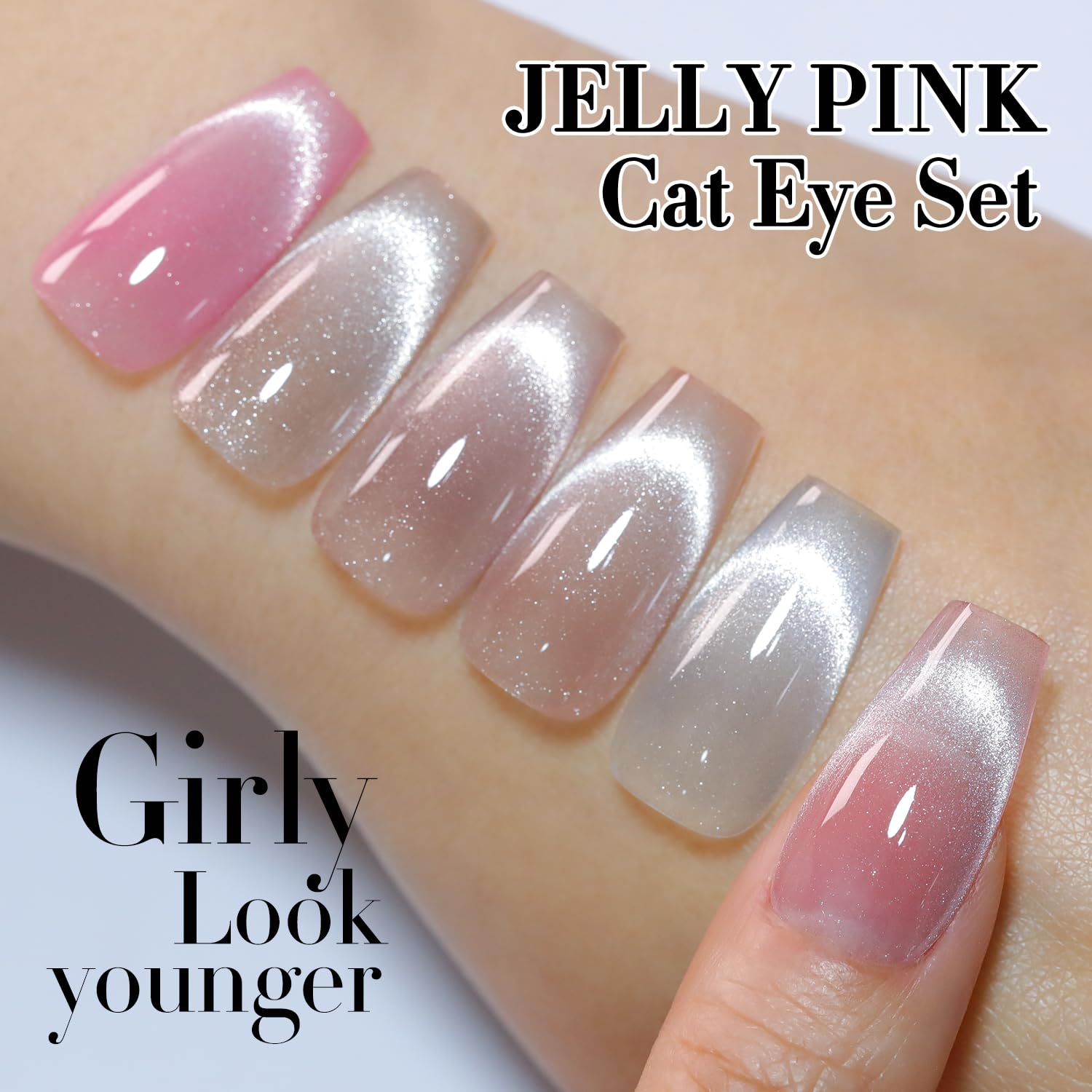 Close up of reflective 9D cat eye nail effect