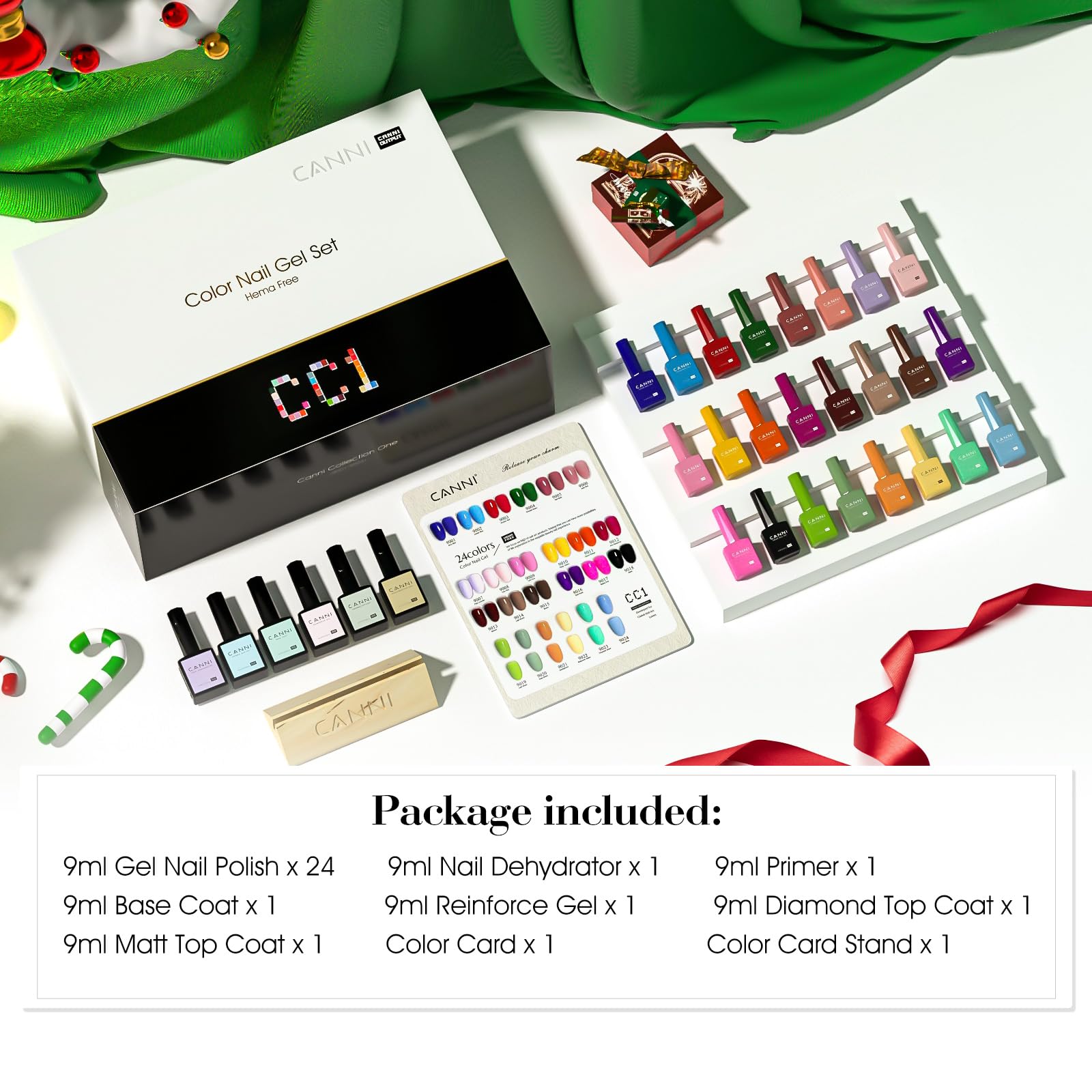 Variety of Canni gel nail polish shades swatched on nail sticks