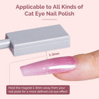 Finished cat eye gel nail polish design created using MelodySusie tools