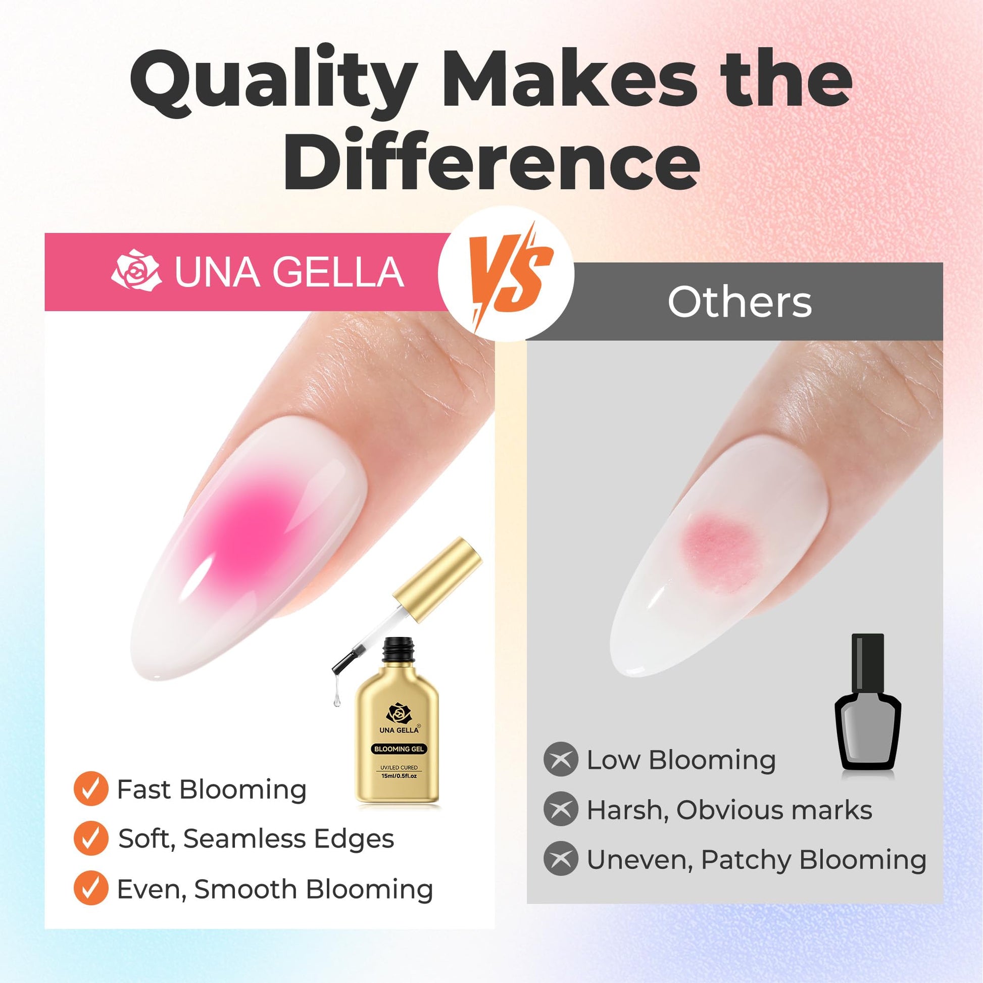 Floral nail art design created with Una Gella blooming gel