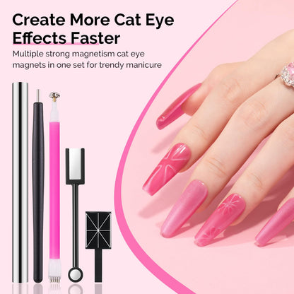 Six bottles of MelodySusie magnetic gel polish with magnet tool