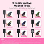 Swatch display of holographic red glitter cat eye nail polish shades