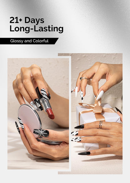 MelodySusie black and white nail gel polish soak off set