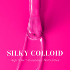 MelodySusie bright pink gel polish bottle next to a color swatch