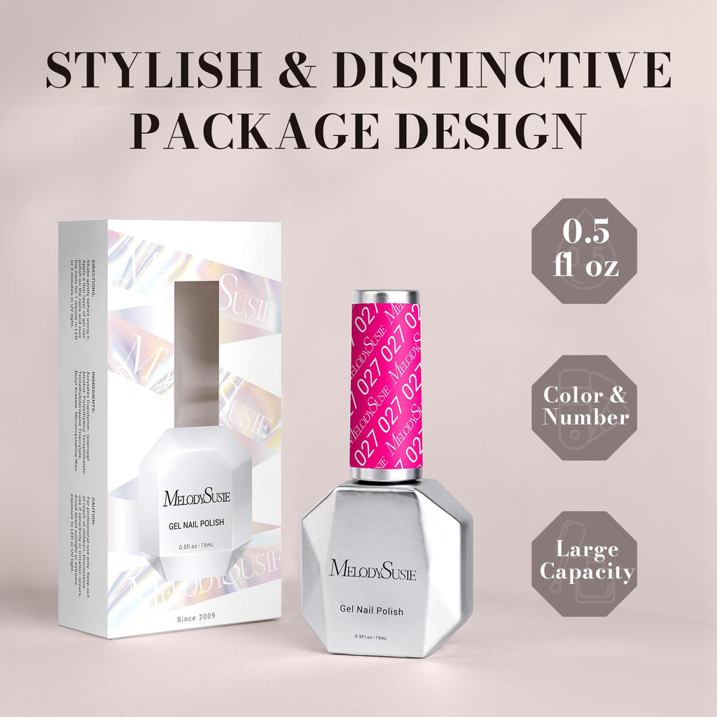 MelodySusie gel polish bottle displayed alongside professional nail tools