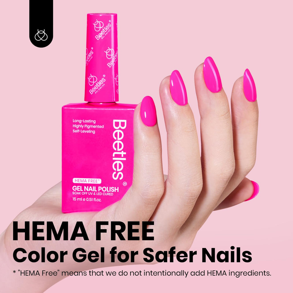 Beetles neon pink gel polish bottle with color-matched cap