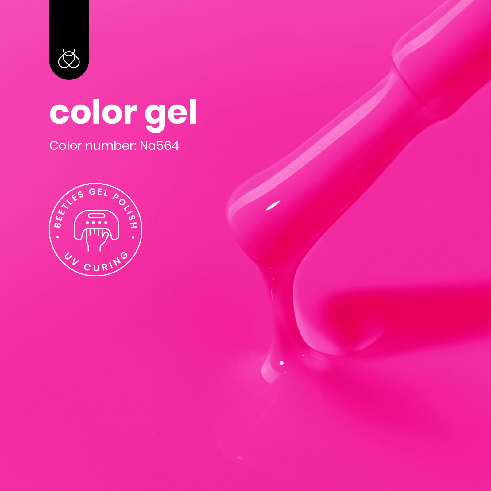Back of Beetles 15ml neon pink gel polish bottle showing product details