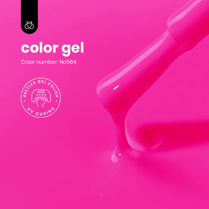 Back of Beetles 15ml neon pink gel polish bottle showing product details