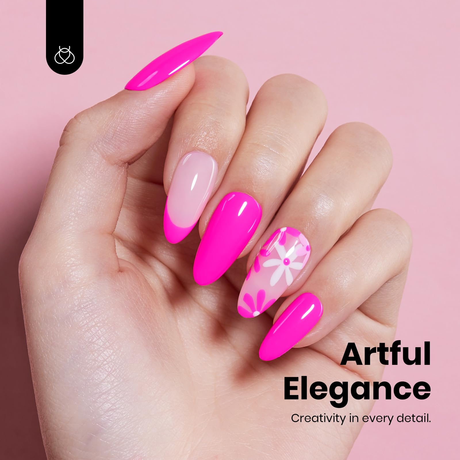 Beetles neon pink gel polish bottle next to UV nail lamp