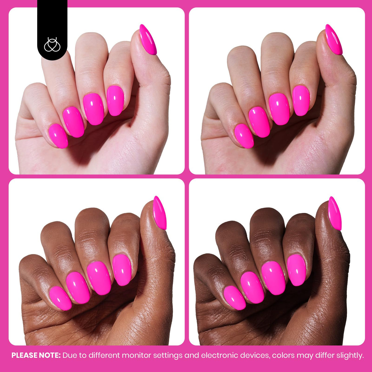 High-gloss neon pink manicure created with Beetles gel polish