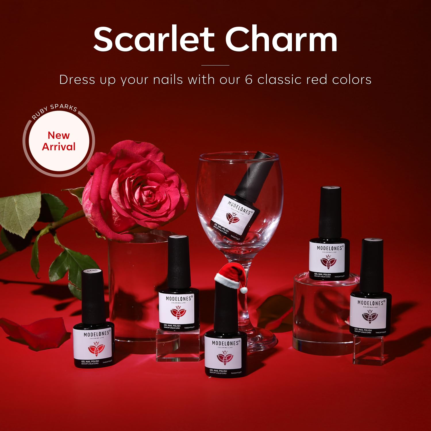 Top view of Modelones 6 color red gel set box
