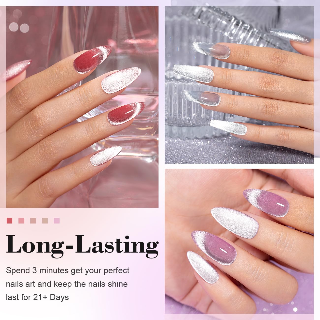 Six piece magnetic gel nail polish collection with tools