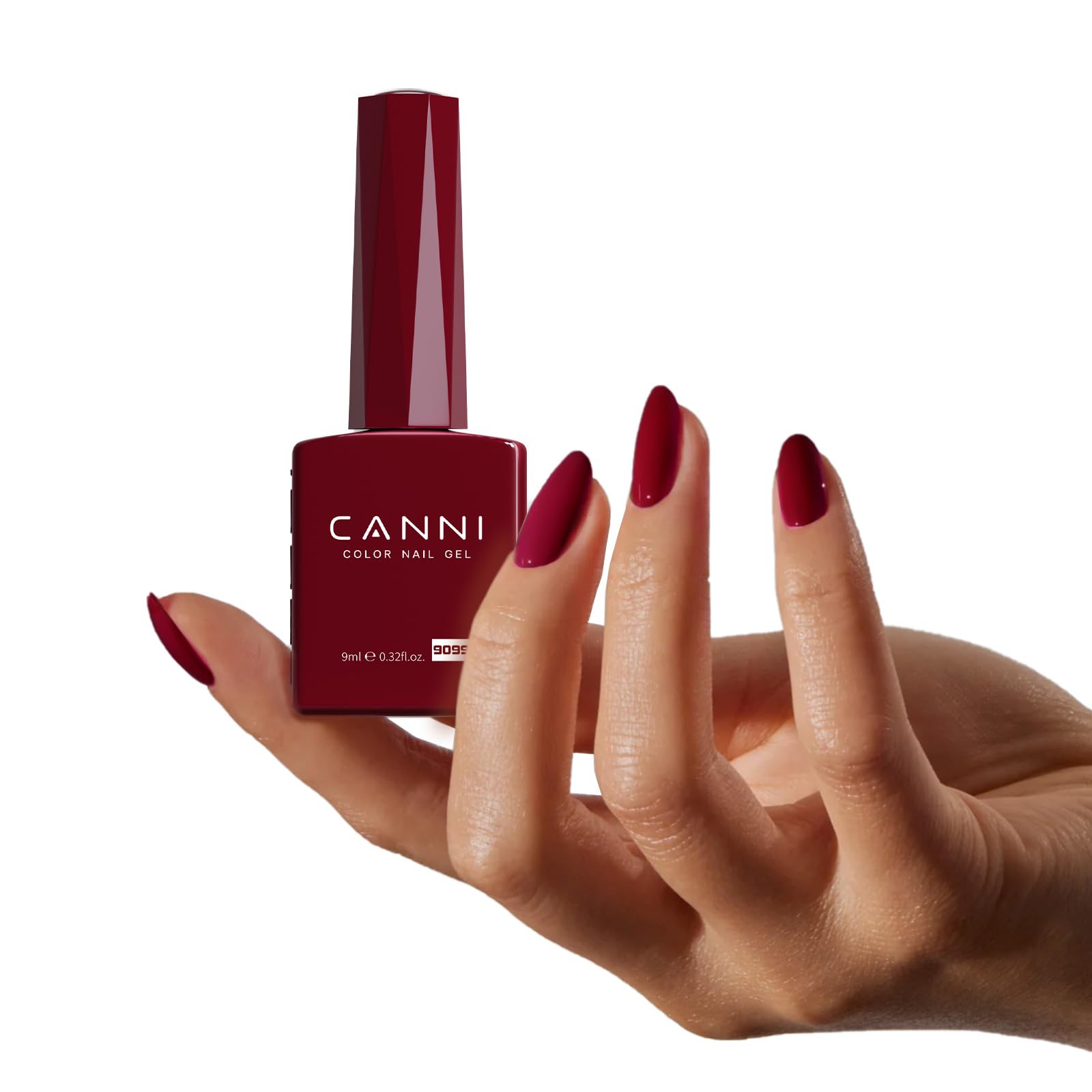 Detailed view of Canni deep cherry burgundy gel colors