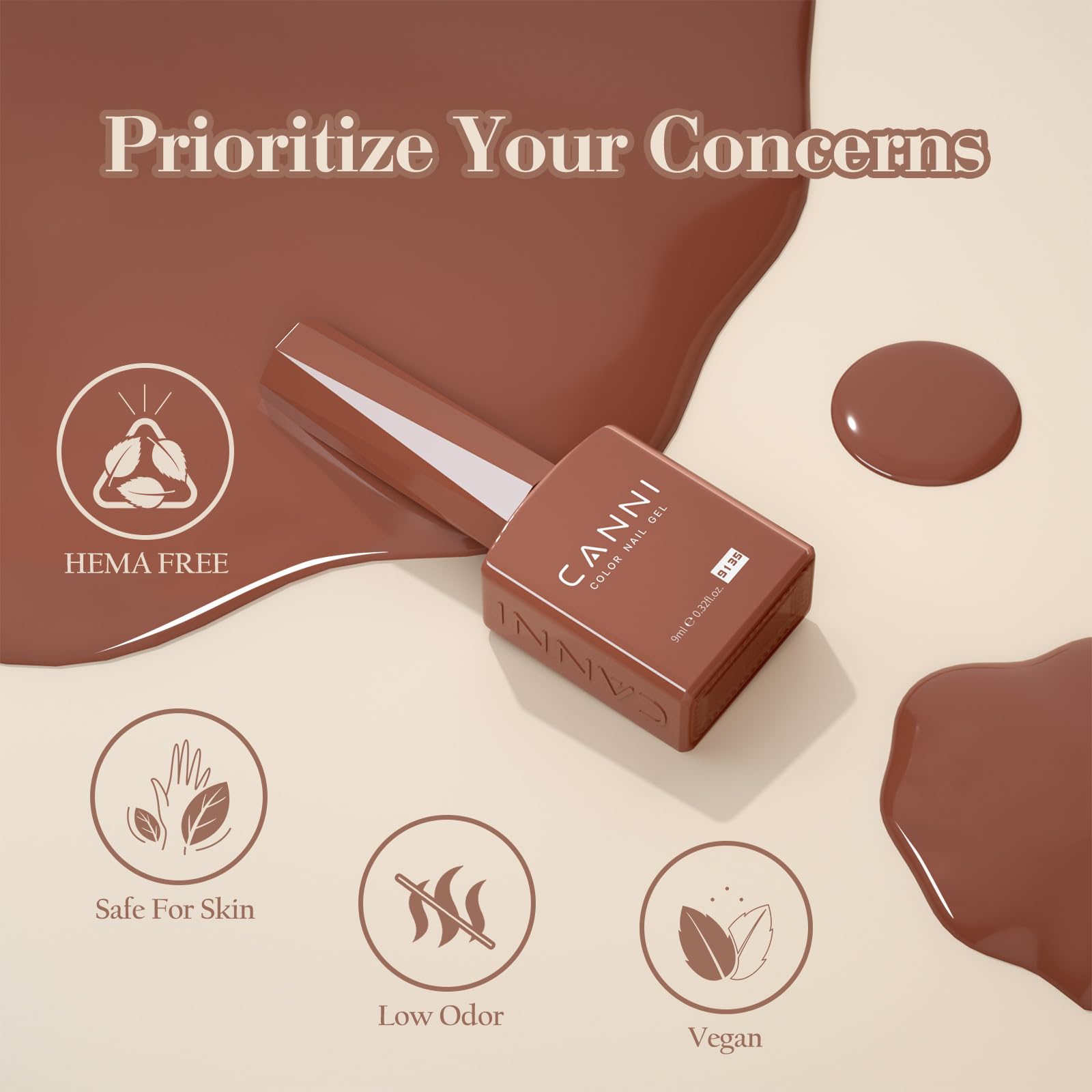 Top down view of Canni 9 milliliter gel polish set