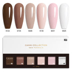 Overhead view of the complete 6-piece gel nail polish box set