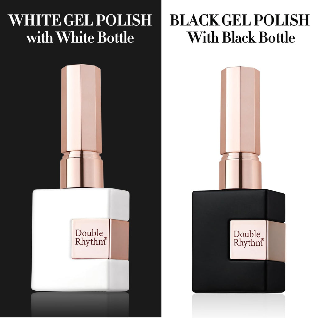 Double Rhythm 15 milliliter pure black and white gel polish bottles