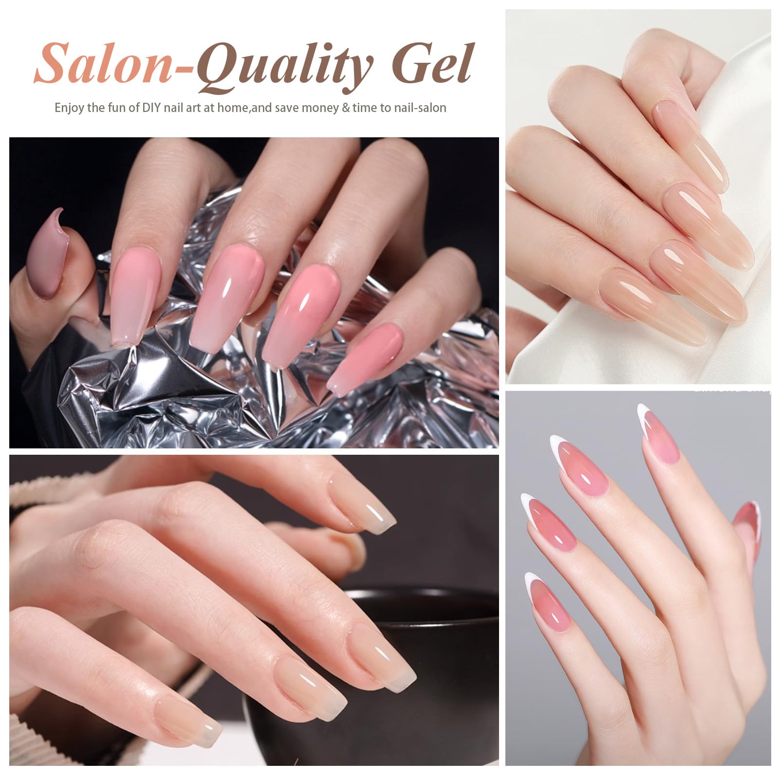 Artdone sheer pink and nude gel polish bottles