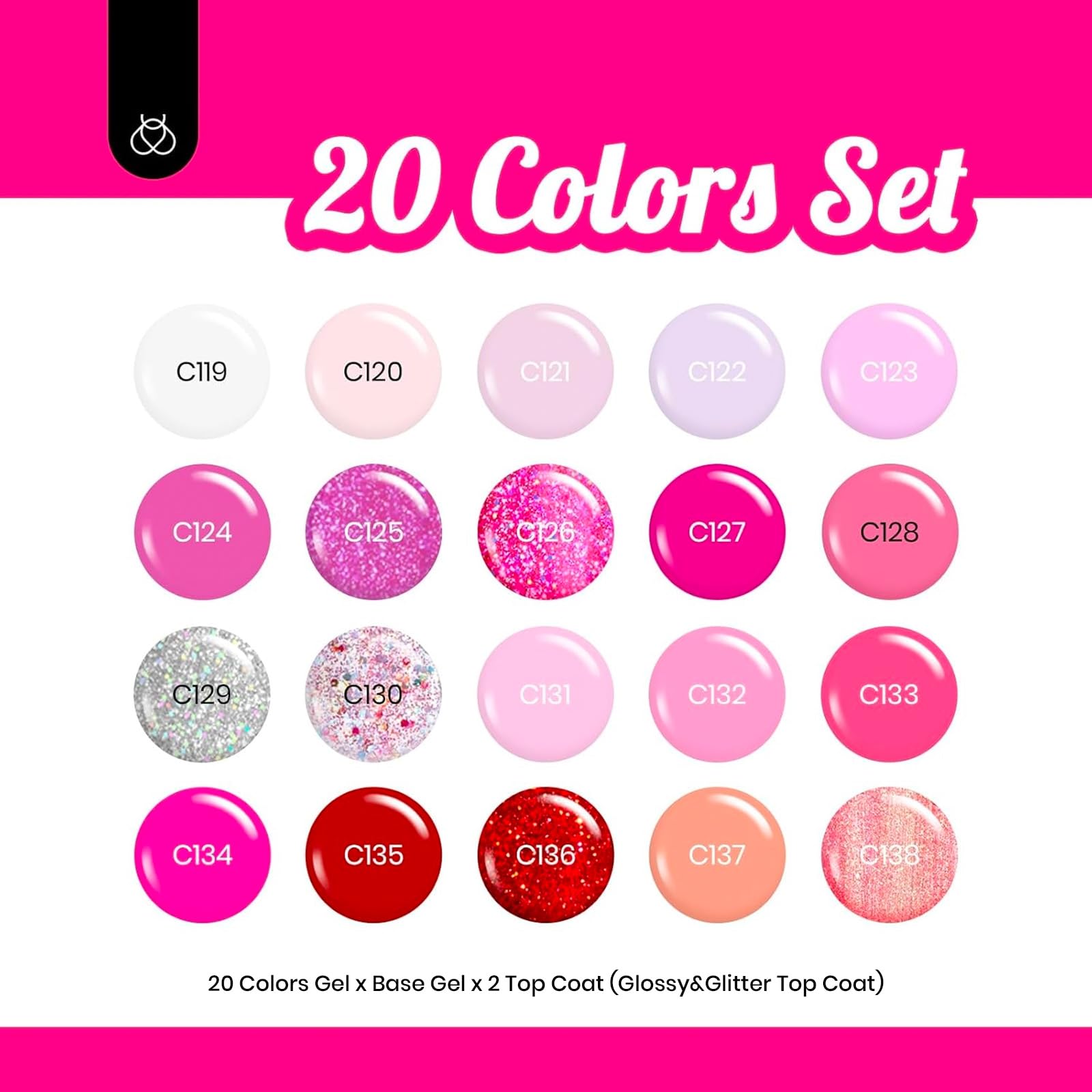 Selection of pink and glitter gel polish shades from Beetles