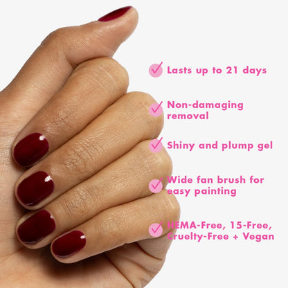 Applying Olive And June gel polish on natural nails