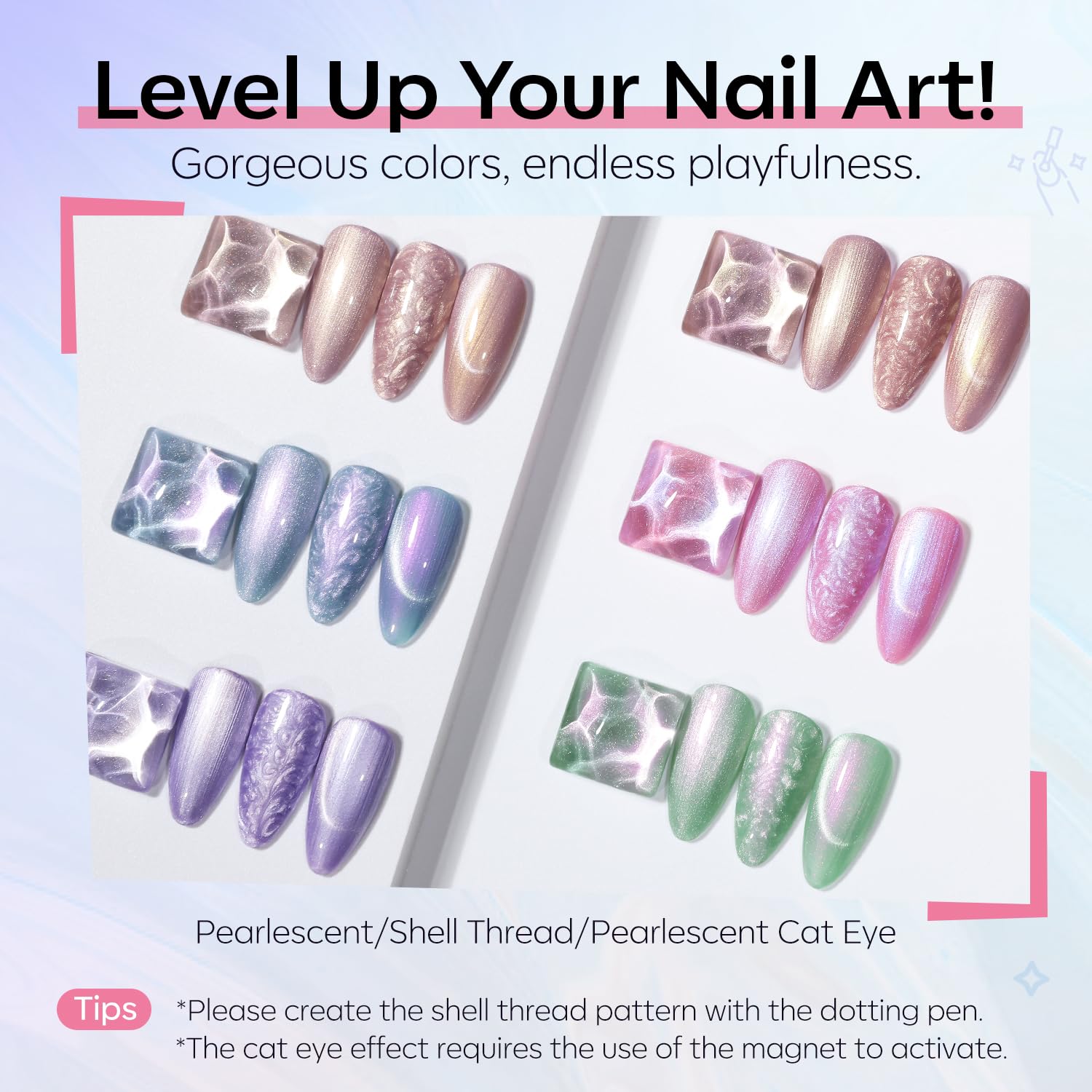 Modelones magnetic nail art kit with 6 shimmering bottles