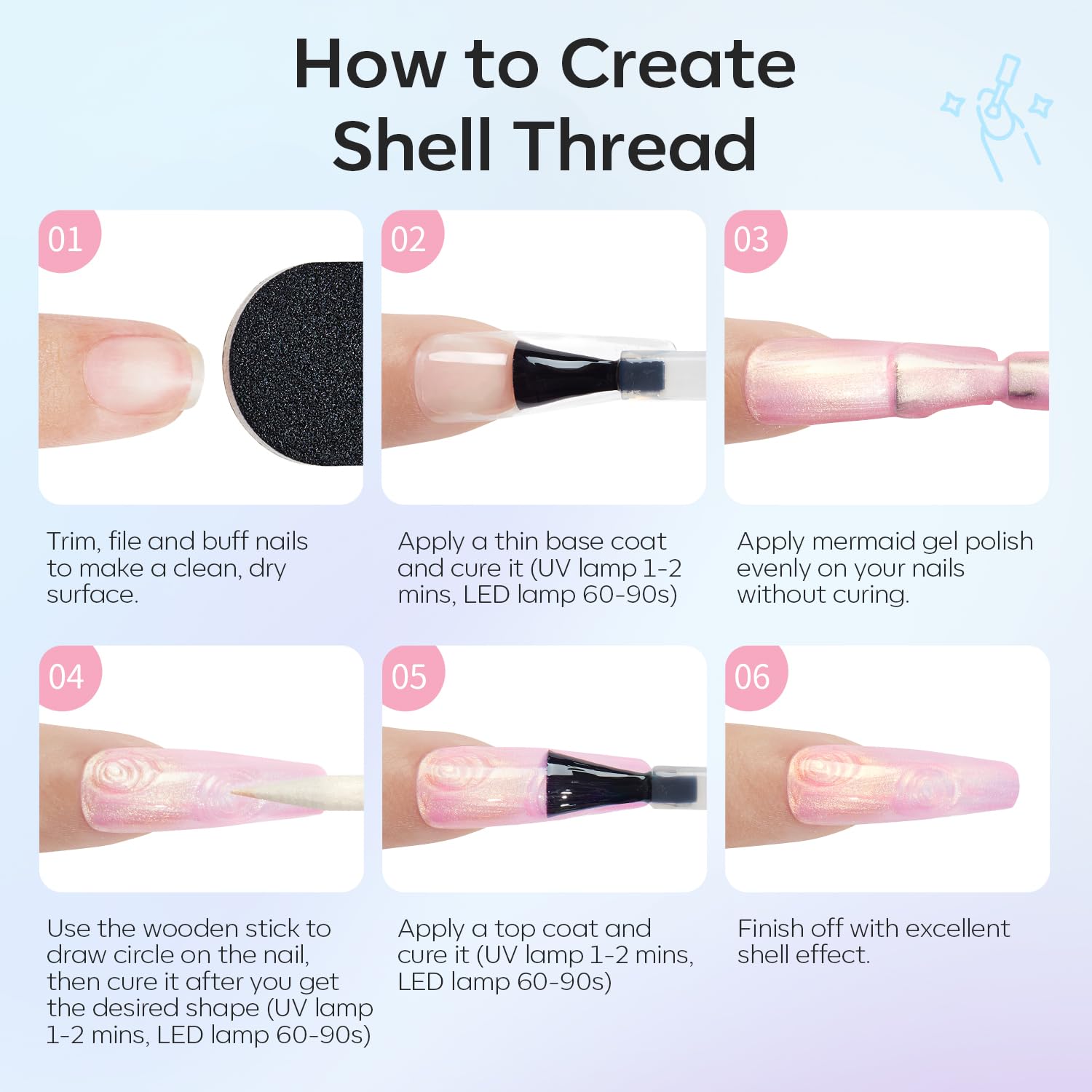 Swatches of Modelones 6 color pearl magnetic gel polish