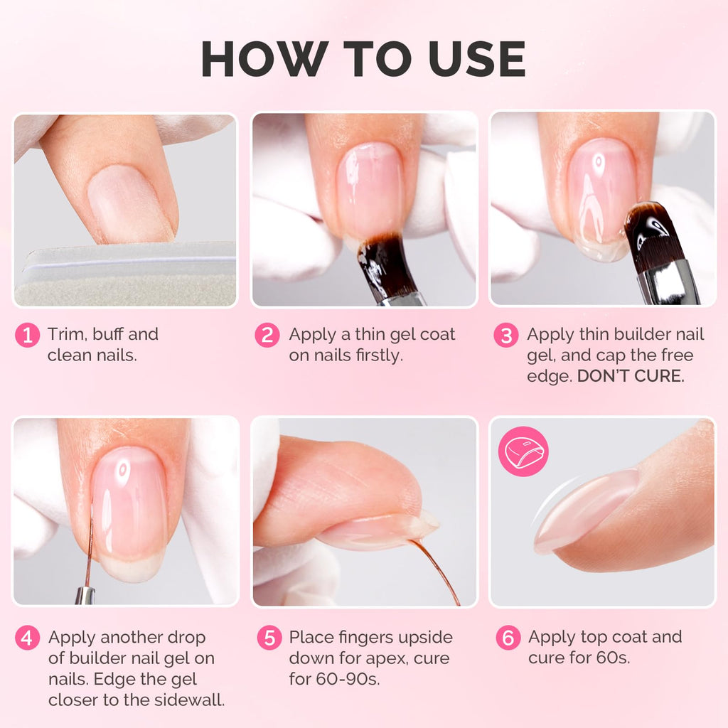 Finished glossy nail overlay created with MelodySusie builder gel