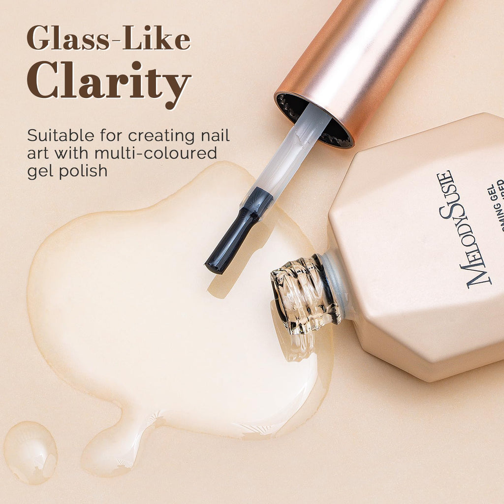 Close-up view of watercolor and marble nail art created with blooming gel