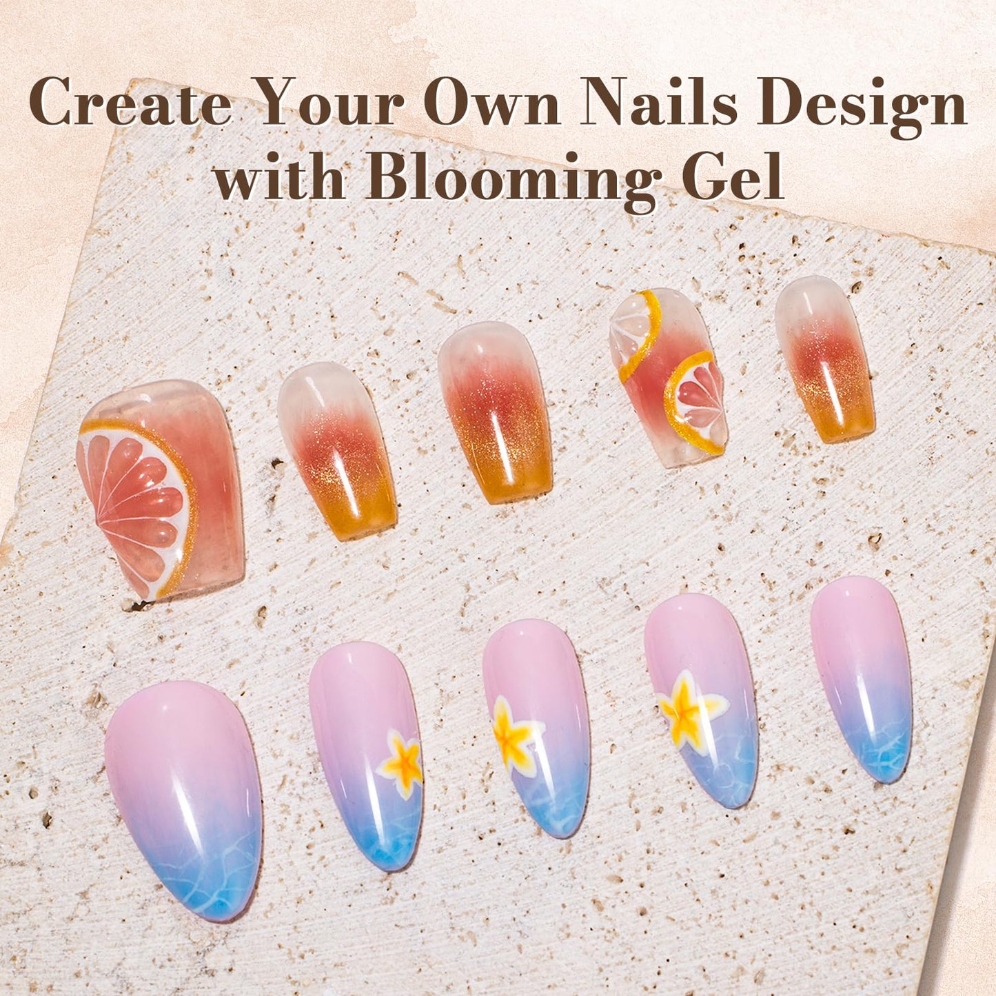 Professional nail art created with MelodySusie blooming gel