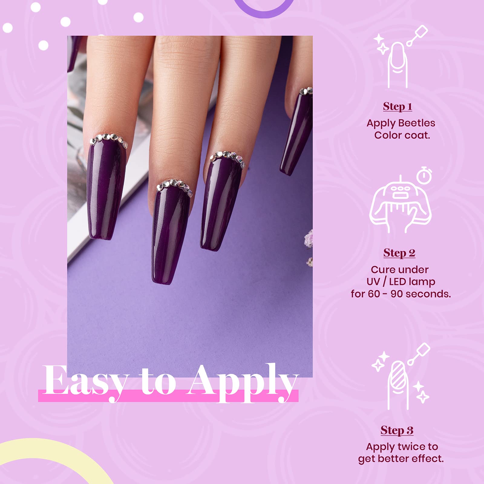 Hand model wearing Beetles Grape Vine gel polish colors