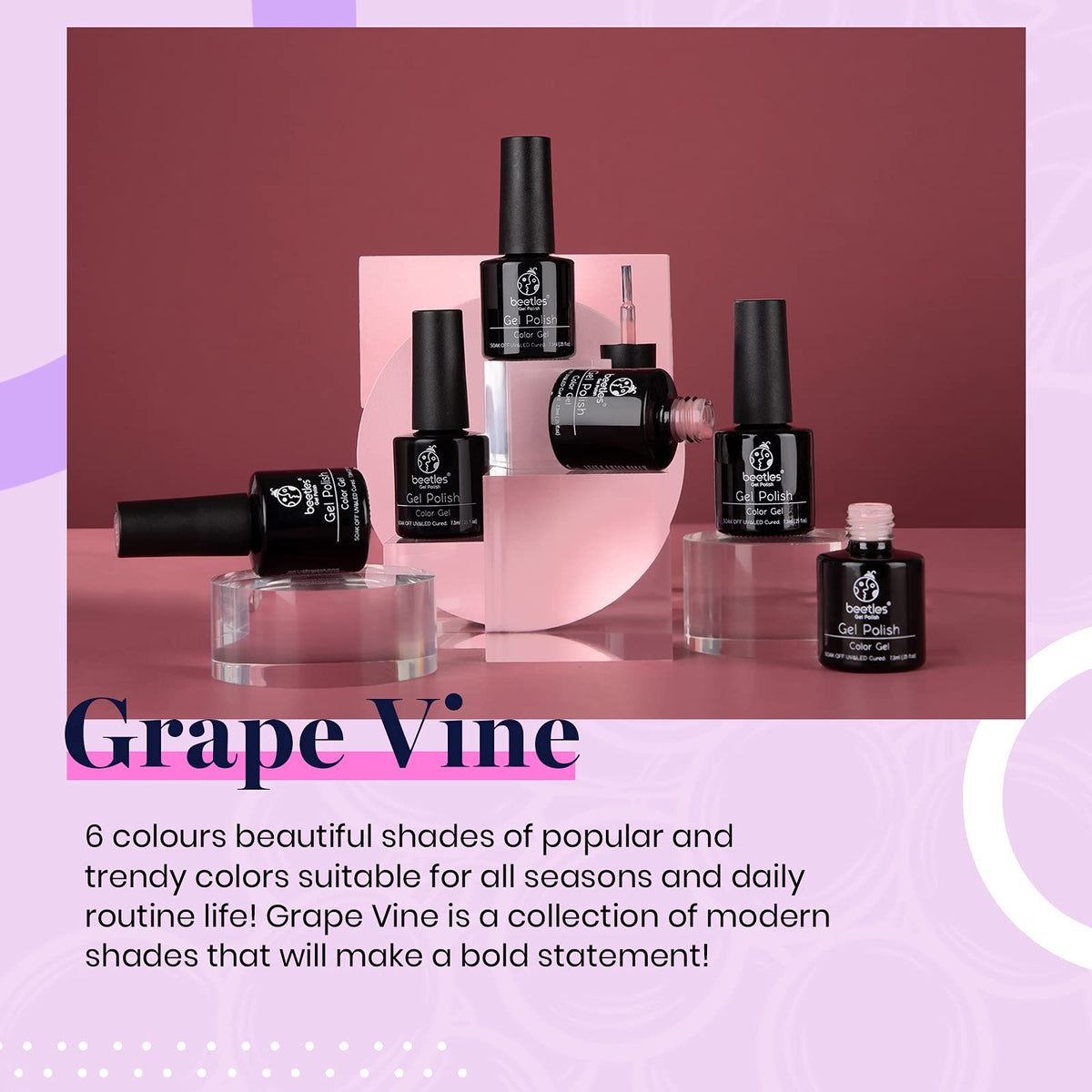 Professional nail art created using the grape vine collection