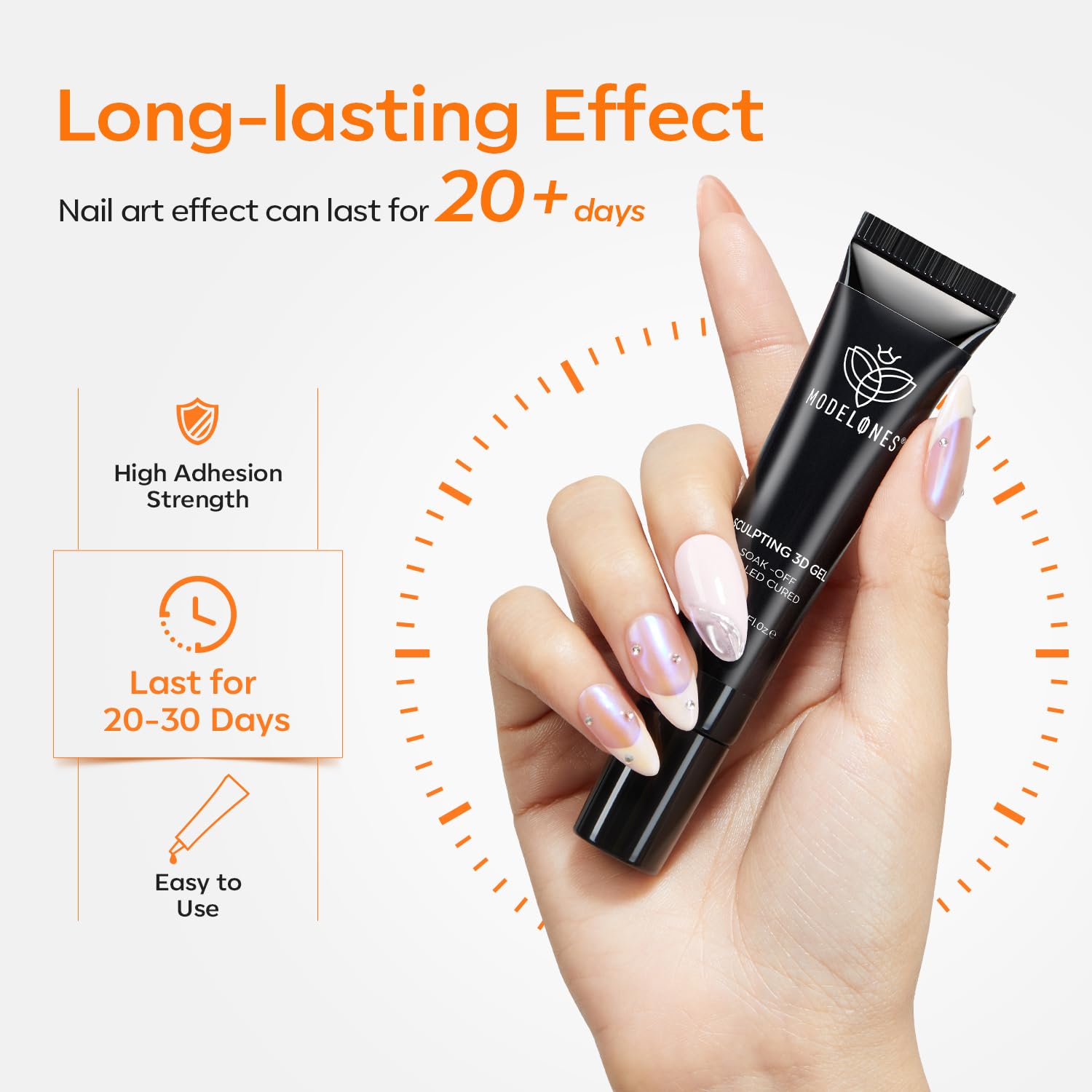 Professional nail art created with Modelones sculpting gel