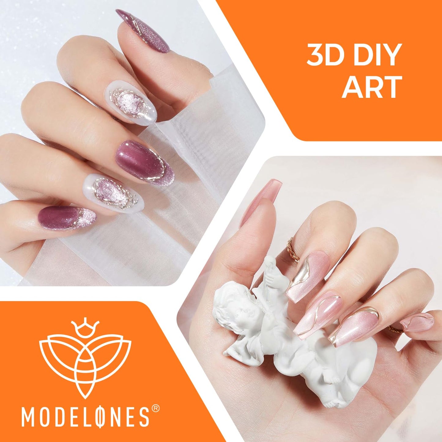 Close up of Modelones 3D nail art carving