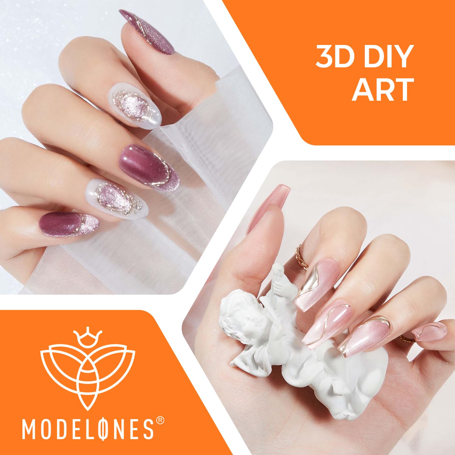 Close up of Modelones 3D nail art carving