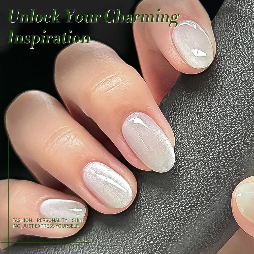 Demonstration of magnetic wand creating 3D cat eye effect on artificial nail swatch