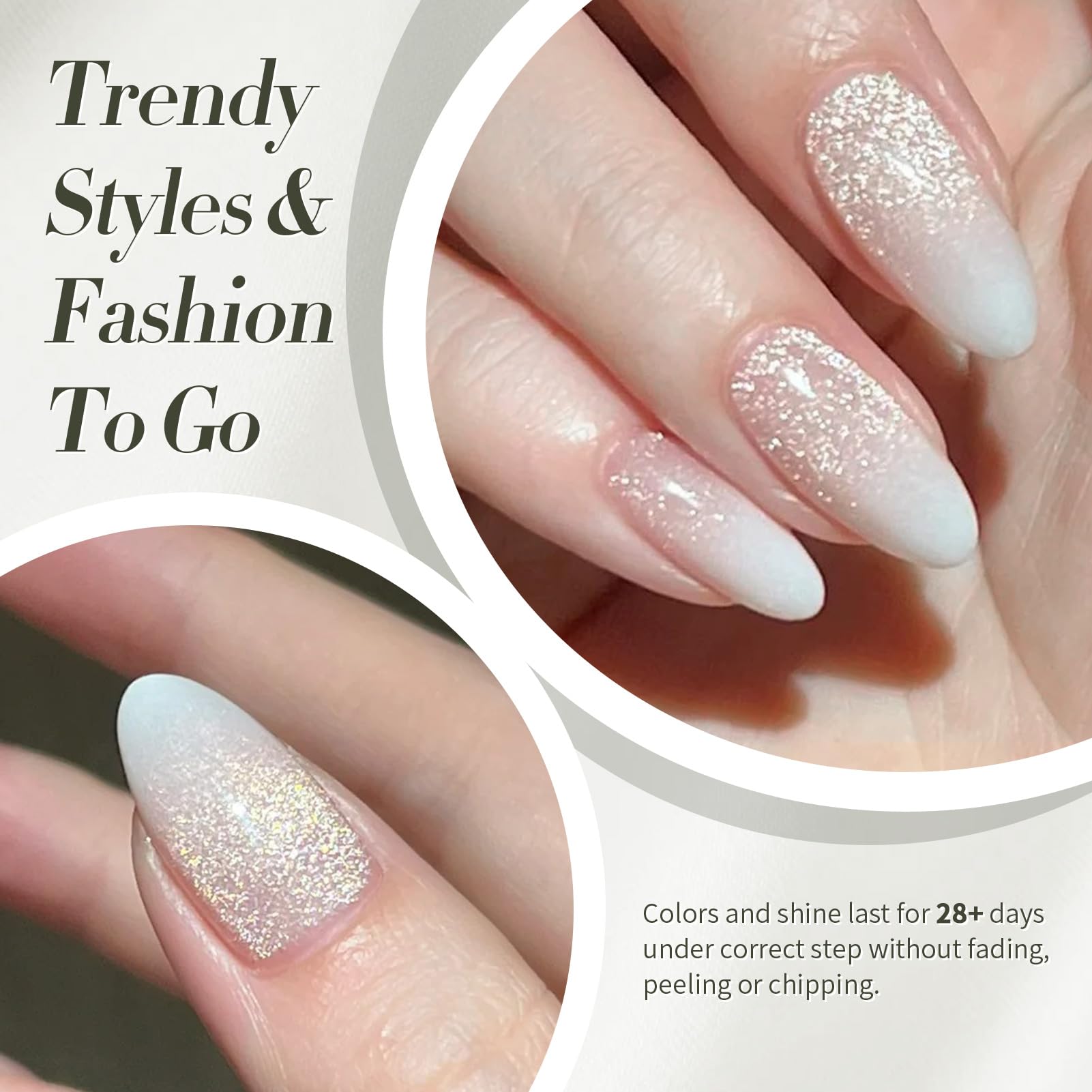 Demonstration of holographic shimmer in Born Pretty milky white gel