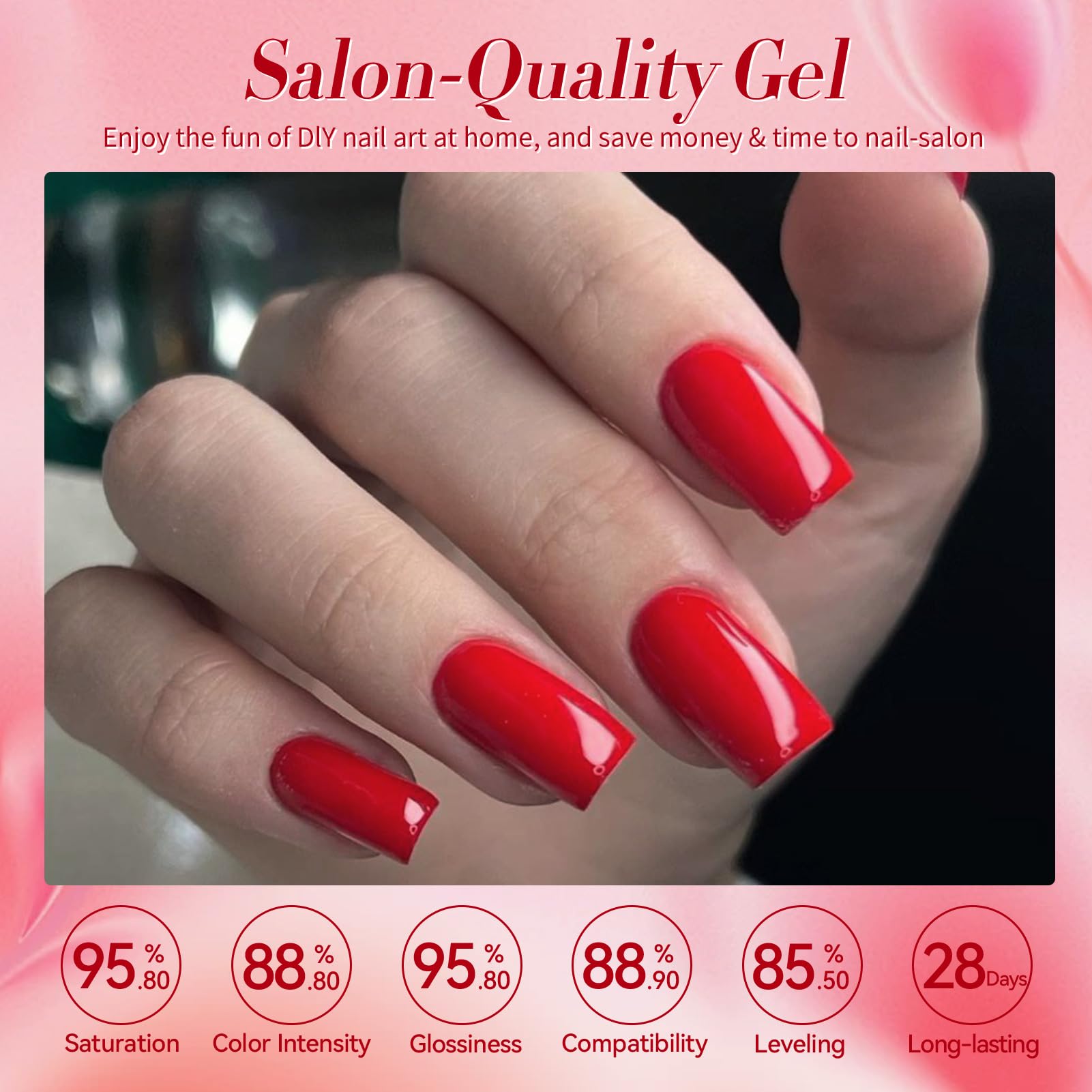 Swatches of Born Pretty red gel nail colors