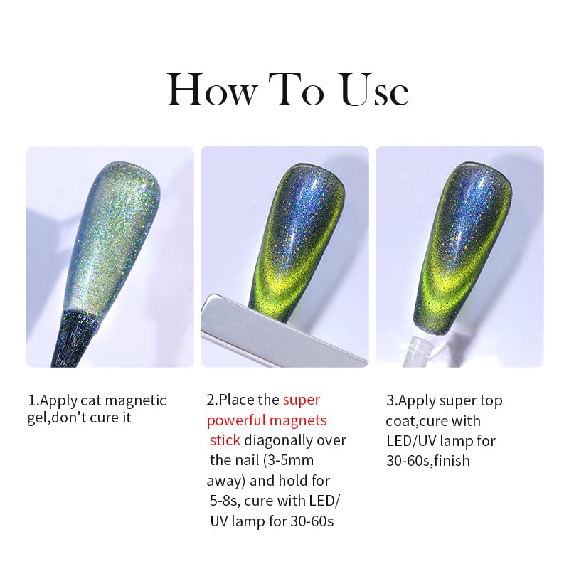 Swatch samples showing different shades of 9D chameleon gel