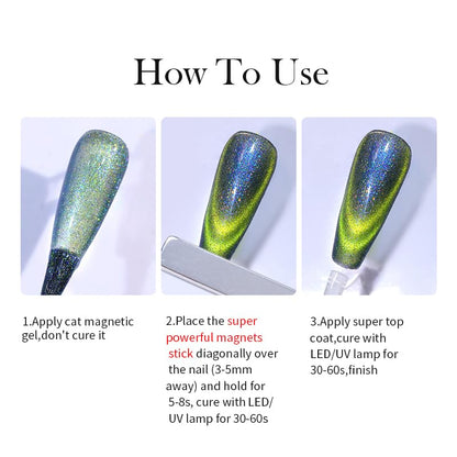 Swatch samples showing different shades of 9D chameleon gel
