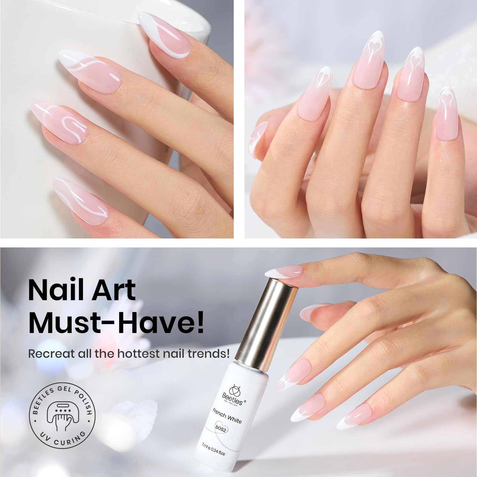 White gel liner paint stroke on nail art display board