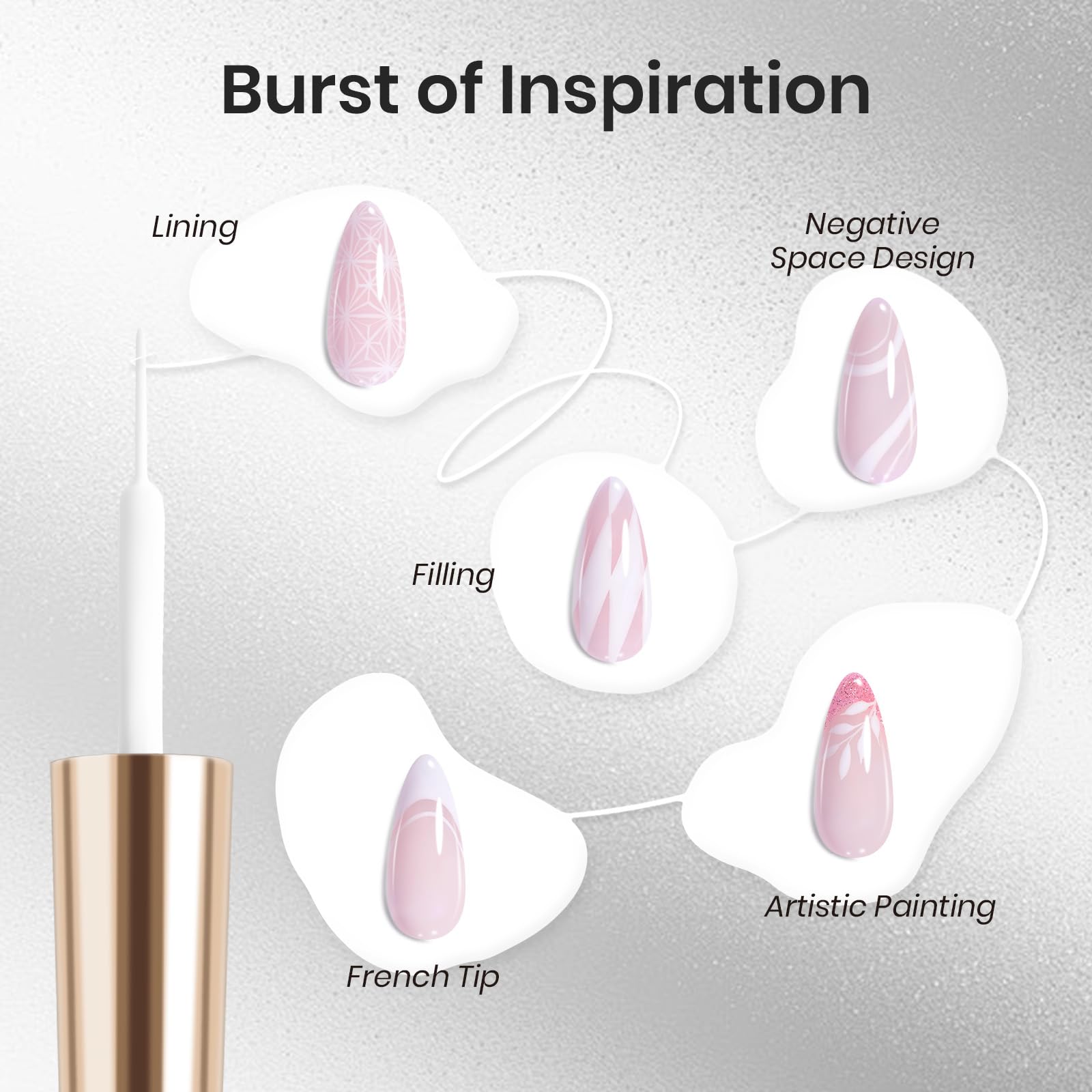 Model showing French tip nail art using Beetles gel liner