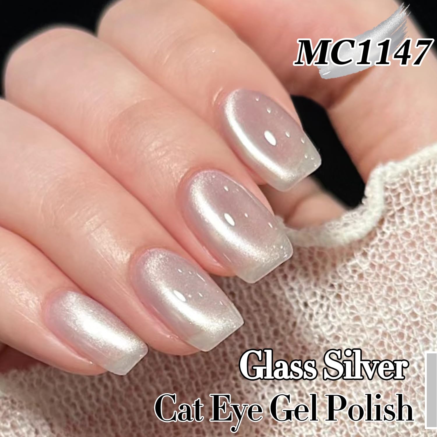 Close up of cat eye magnetic nail art texture