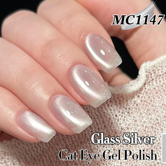 Close up of cat eye magnetic nail art texture