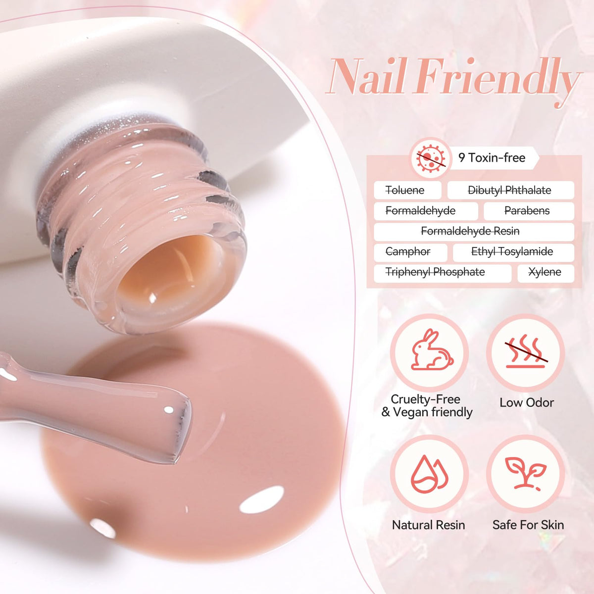 Close up of glossy translucent finish achieved with Born Pretty gel polish