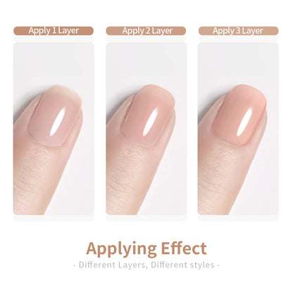 Natural nail look created with Rarjsm jelly polish