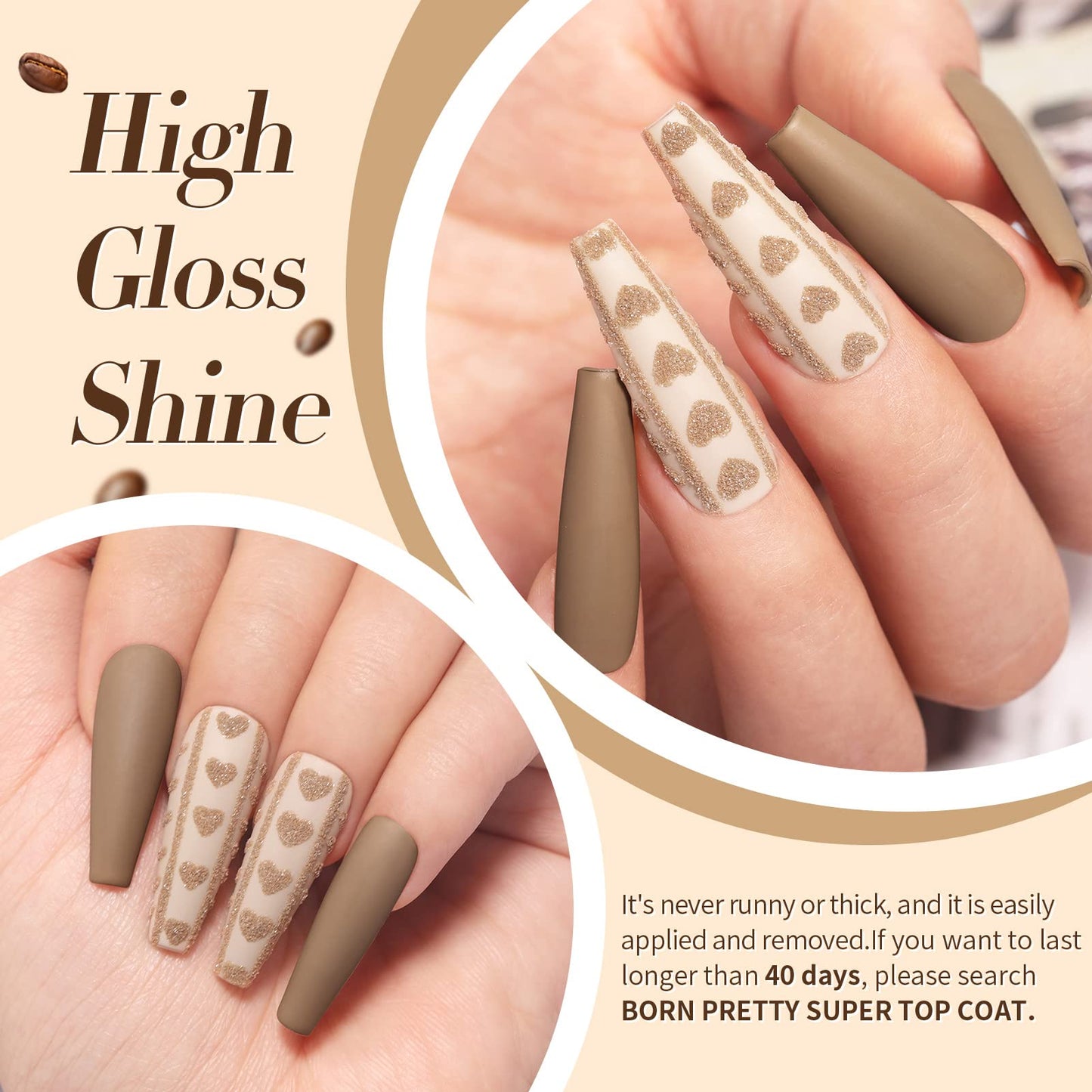 Swatches of Born Pretty nude brown gel polish collection