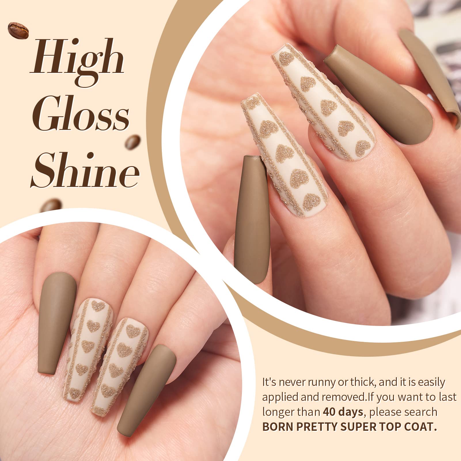 Swatches of Born Pretty nude brown gel polish collection