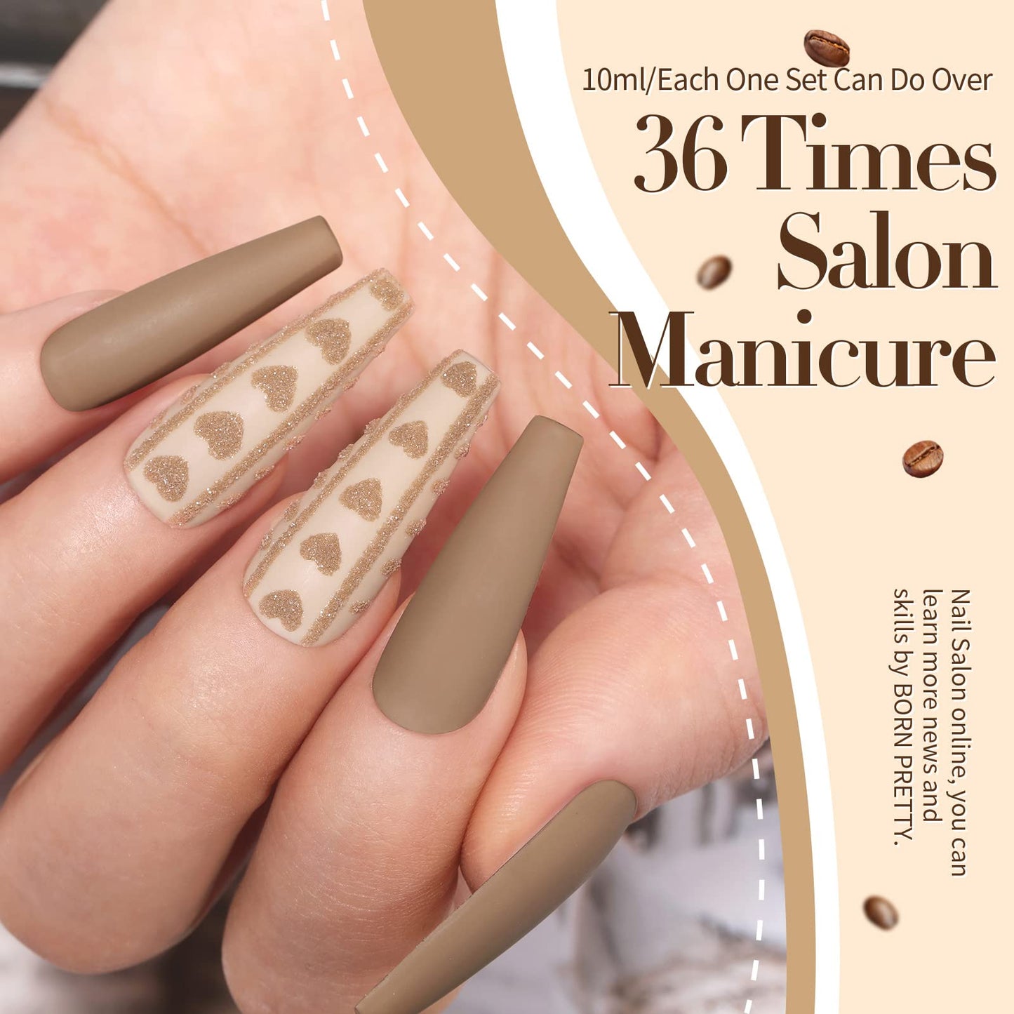 Professional manicure using Born Pretty brown gel polish set